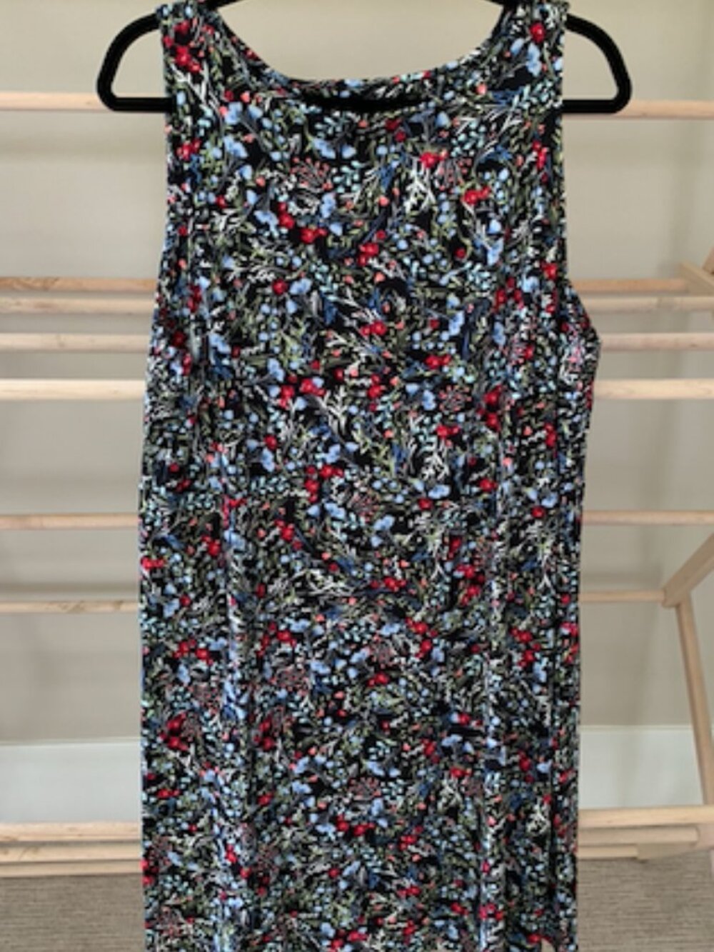 J. Jill Wearever NWT Floral Sleeveless Swing Tank Dress Black Blue Red XL